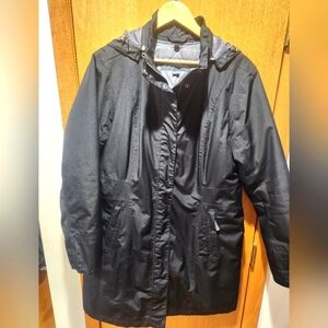 XL womens' Eddie Bauer, black,ligned trench
